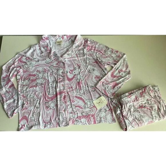 Peanuts SNOOPY Pink Women’s Pajama PJ Set Sz 2X 2PC Pants Long Sleeve Soft NWT - Picture 1 of 9